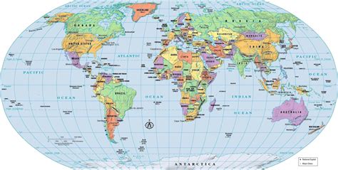World Map With States And Capitals