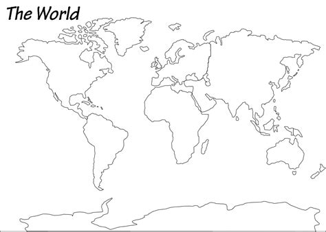 A4 Size World Outline Map With Names