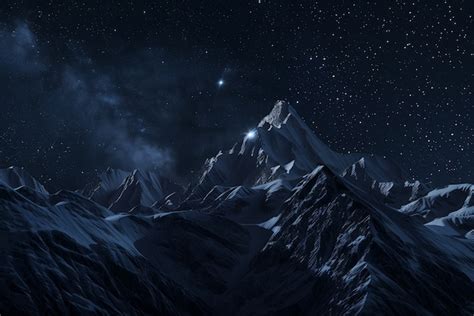Free Photo | Starry sky at night with landscape of mountains