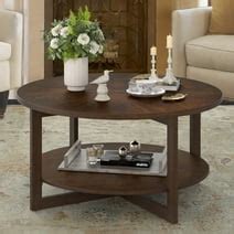 LAX 36 in. W Nutmeg Brown Round Wood Coffee Table with Storage - Walmart.com