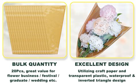 Amazon.com: Rokkuon 20Pcs Flower Bags for Bouquets, Flower Bouquet Wrapping Paper, Flower ...