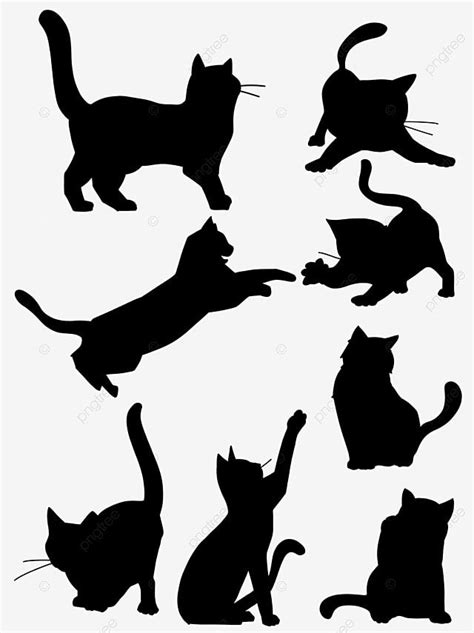 Cat Outline Silhouette Vector PNG, Black Cat Silhouette Outline Design ...