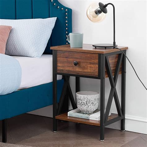 Side/End Table Drawer & Storage Shelf for Living Room Bedroom, Versatile X-Design - End & Side ...