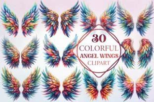 Watercolor Colorful Angel Wings Clipart Graphic by PixelShop · Creative ...