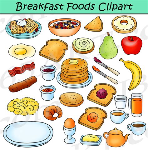 Breakfast Foods Clipart Bundle - Breakfast Clipart Graphics - Clipart 4 ...