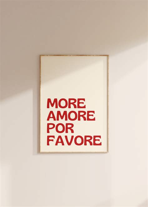 More Amore Por Favore Poster Print Wall Art, Trendy Retro Wall Art ...