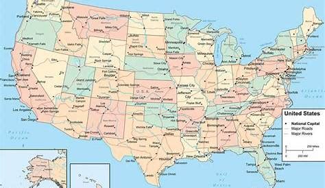 United States Map With Major Cities Printable