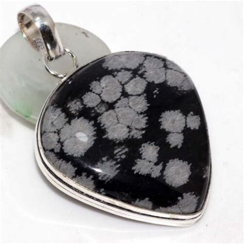 925 Silver Plated-Snowflake Obsidian Ethnic Gemstone Pendant Jewelry 2 ...