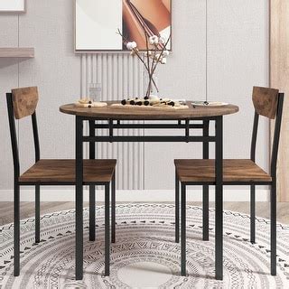 Modern 3-Piece Round Dining Table Set with Drop Leaf and 2 Chairs for Small Places - Bed Bath ...
