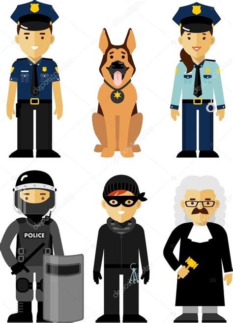 Set of police and law officer in uniform Stock Vector by ©evellean 95402228