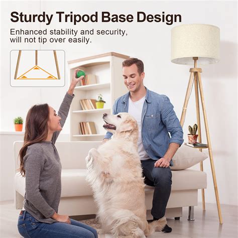 similar Wood Tripod Floor Lamp with Shelves, Mid Century Floor Lamp with Remote Control,4 Color ...