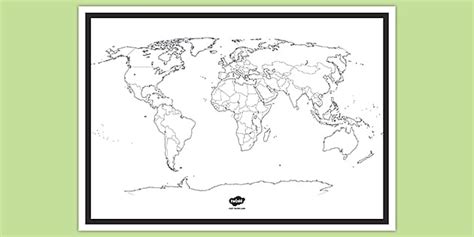 World Map - without labels - Primary Geography - Activity