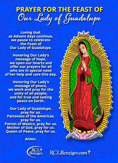 Prayer Printable Our Lady Of Guadalupe