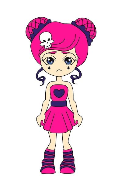 Set of y2k pink girly clipart. anime girls, ram head, heart manga retro ...