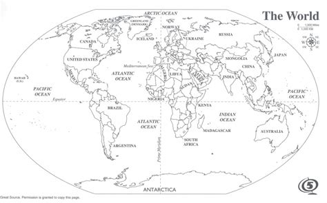 Labeled Map Of World Printable