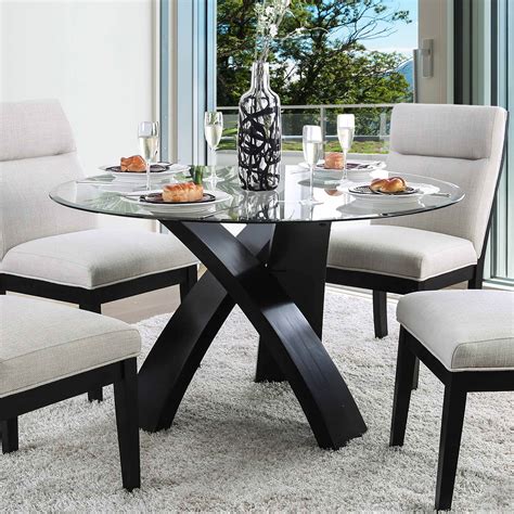 Furniture Of America Evans Contemporary Round Glass Dining Table | 42 Inch Round Dining Table ...