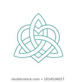 Vector icon: Celtic knot, triquetra cross or Trinity symbol with heart shape. Gaelic or Celtic ...