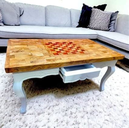 Handcrafted Olive Wood End Grain Chess Coffee Table with Drawer ...