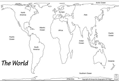 World Map Outline Continents And Oceans