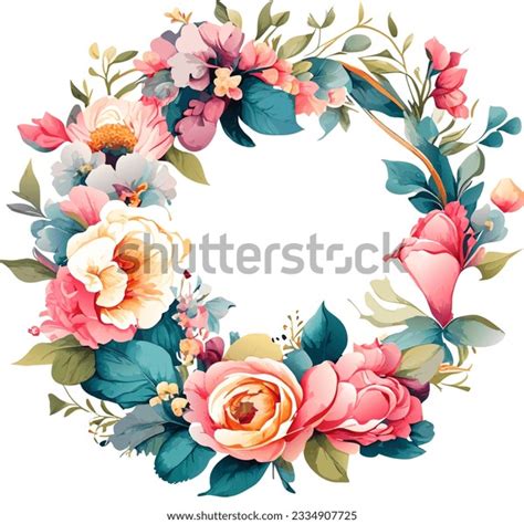 Flower Frame Made Flowers Shape Circle 库存插图 2334907725 | Shutterstock