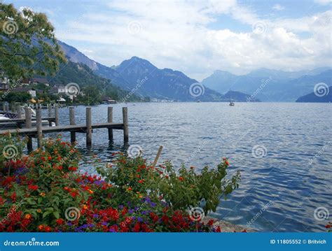 Swiss lake view stock photo. Image of mountain, place - 11805552