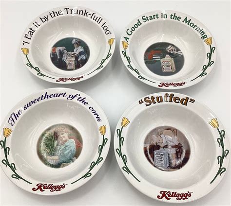 RARE Vintage Set of 4 Kelloggs Cereal Bowls 1-4 of the 1996 Series Complete Set Unique ...