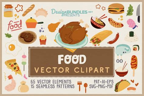 Food Vector Clipart & Seamless Patterns