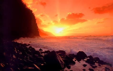 Superb Sunset On A Beach In Kauai Hawaii Hd Wallpaper 334974 ...