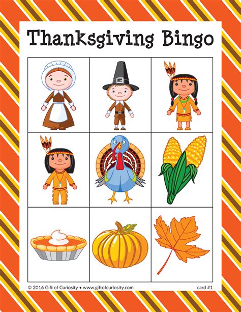 Thanksgiving Bingo - Gift of Curiosity