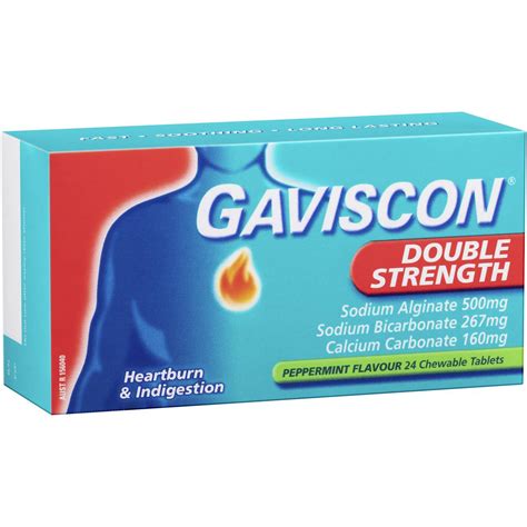 Gaviscon Double Strength Heartburn & Indigestion Chewable Tablets 24 ...