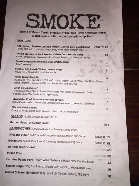 Smoke Menu, Menu for Smoke, Delray Beach, Miami - Urbanspoon/Zomato