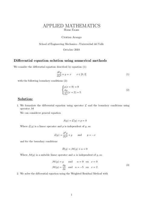 (PDF) Galerkin's method for ordinary differential equation | Cristian Esteban Arango - Academia.edu