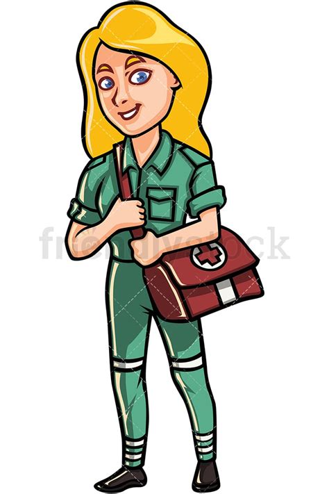 Young Female Paramedic Cartoon Vector Clipart - FriendlyStock