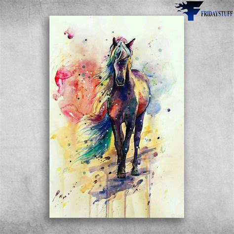 Watercolor Horse Paintings Beautiful Colorful Horse - FridayStuff