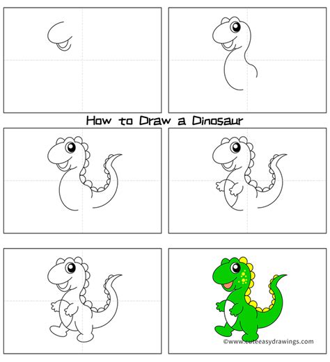 Cute Dinosaur Drawing Step by Step for Kids - Cute Easy Drawings