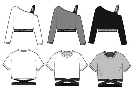 Premium Vector | Crop tee fashion flat sketch template | Ideias fashion, Esboços de design de ...