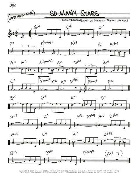 Sergio Mendes 'So Many Stars' Sheet Music, Chords & Lyrics | Download Printable Jazz PDF Score ...