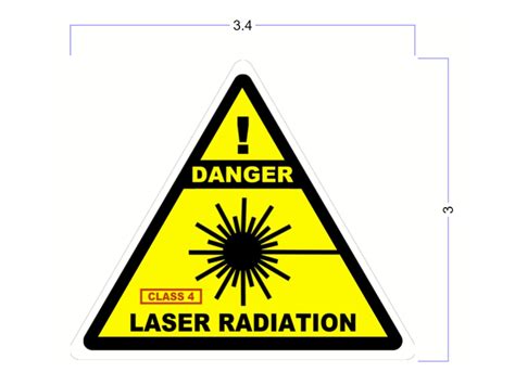 Modern Industrial Safety Stickers - DANGER - CLASS 4 LASER Radiation Stickers - 3" Triangle