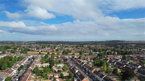 Luton City Centre and Local Buildings, High Angle Drone's View of Luton ...