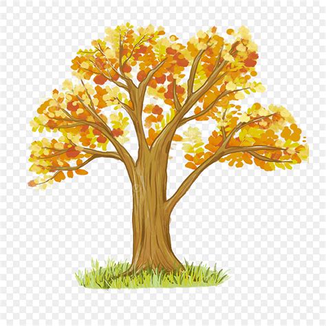 Watercolor Autumn Hd Transparent, Watercolor Style Autumn A Tree, Tree, Yellow, Fall PNG Image ...