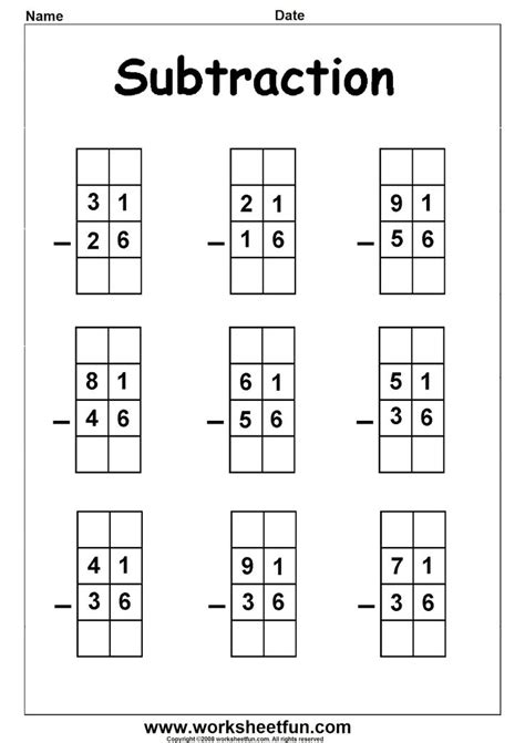 2 digit subtraction without regrouping worksheets first grade math - addition and subtraction ...