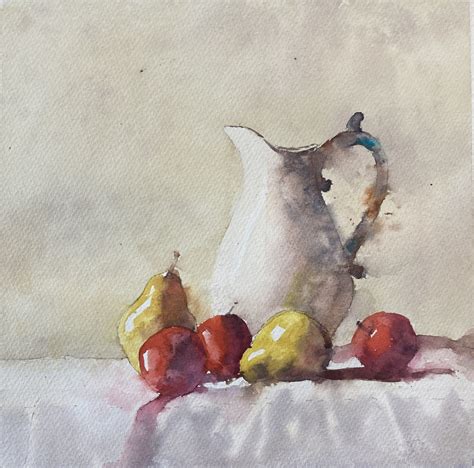 Fruit and Jug Still Life Watercolor - Michele Clamp Art