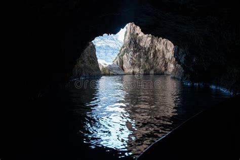 View from Inside the Blue Grotto Sea Cave. Malta Stock Photo - Image of ...