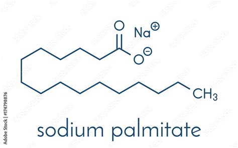 Sodium palmitate soap molecule. Prepared from palm oil by ...