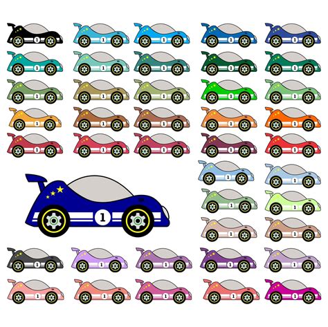 100 Colors Racing Cars Clipart / Printable / Colorful / Scrapbook ...