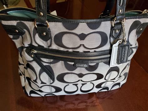 Brand New Coach Purse / Handbag. Black and gray fabric with silver ...