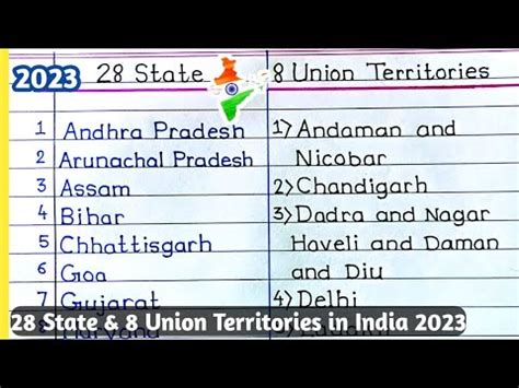 28 state name in 2023|| Unions territories of india 2023|| Raj Ki Class||#state#statename - YouTube