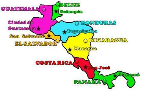 Mapa con los países y capitales de América Central | Mapa de centroamerica, América central ...