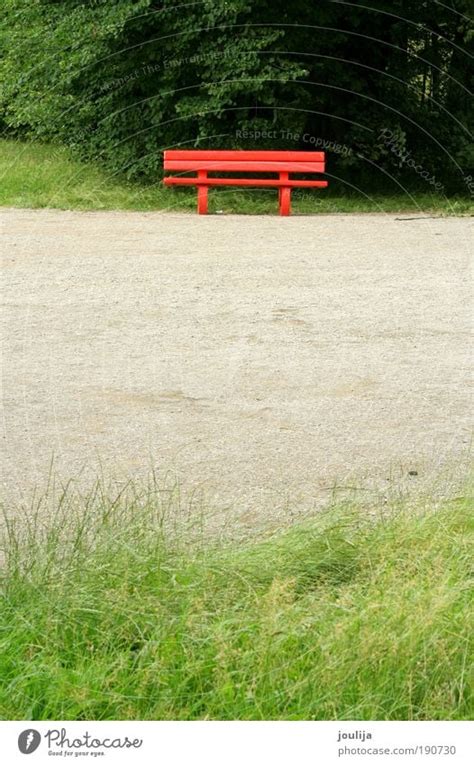 red bench in park Garden - a Royalty Free Stock Photo from Photocase