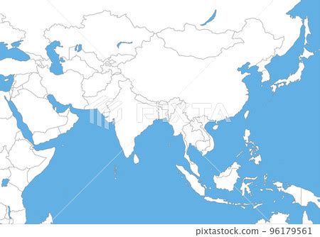 Blank map of Asia, national borders - Stock Illustration [96179561] - PIXTA